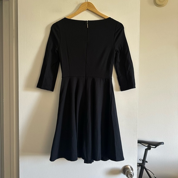 Kate Spade Black Boat Neck Ponte Mini Skater Dress with Pockets size XS EUC - Picture 2 of 6